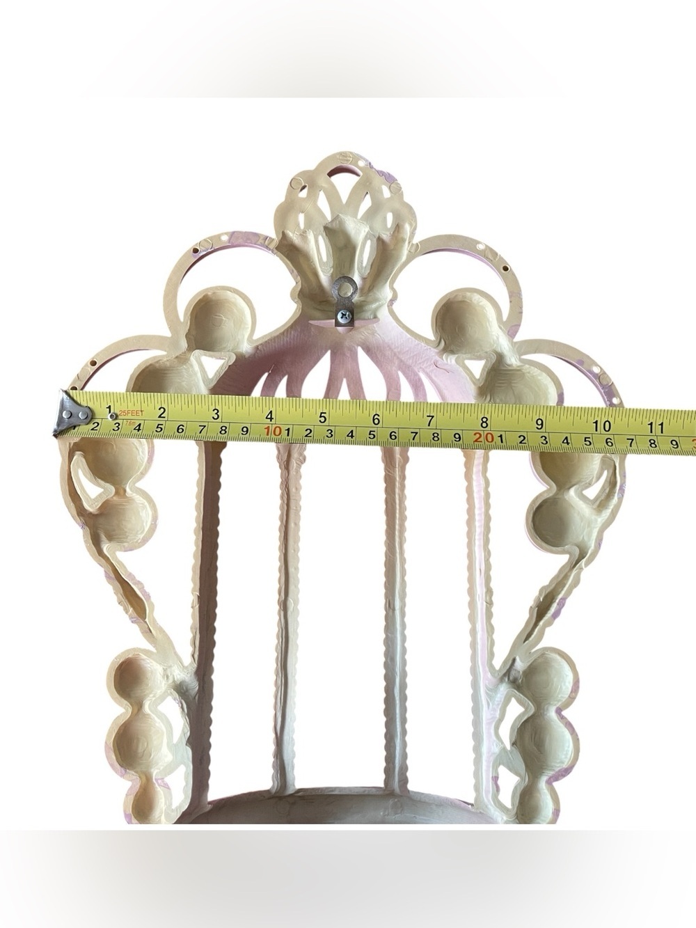 Wall Pocket Planter Vtg 70s Burwood #1628 Blush Pink Scroll MCM Shabby Chic 21" - Picture 3 of 6